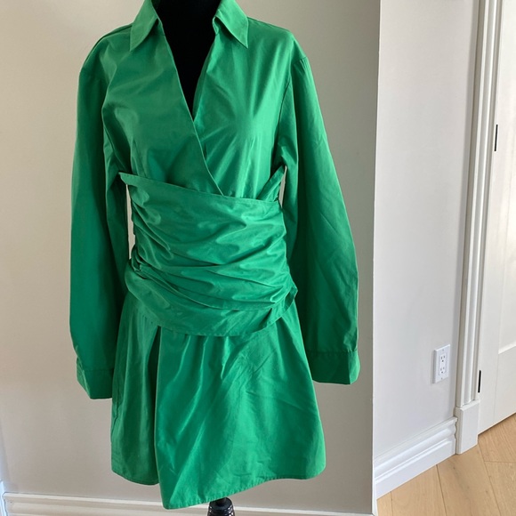 Large green top/ dress Vneck long sleeve - Picture 3 of 12